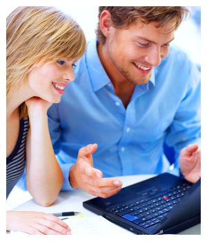 couple using laptop